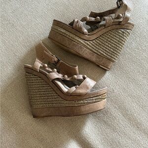 Stylish Tan Balenciaga Wedge Sandals